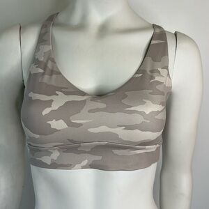 Athleta White Camo Solace Sport Bra Strappy Back
